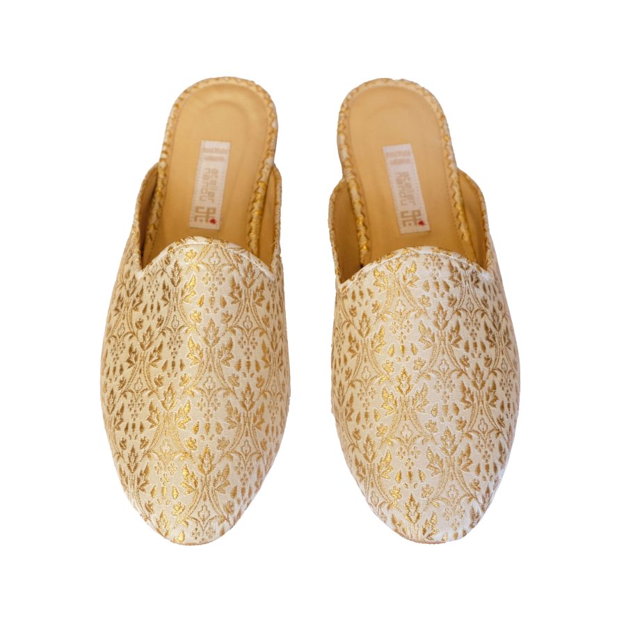 Babouches Scorpion - White Brocade -